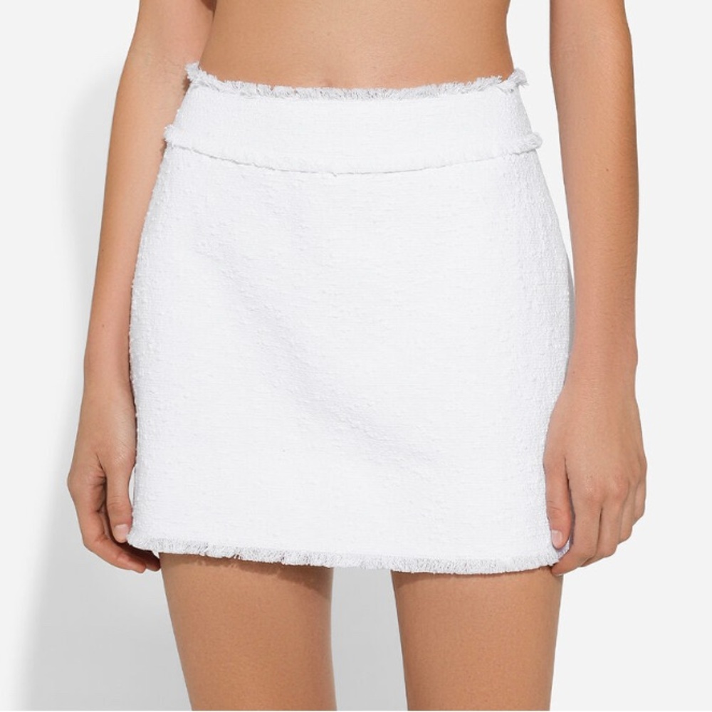 Dolce and Gabbana White Cotton Raschel Tweed Mini Skirt size large